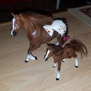 Mother and foal horse set